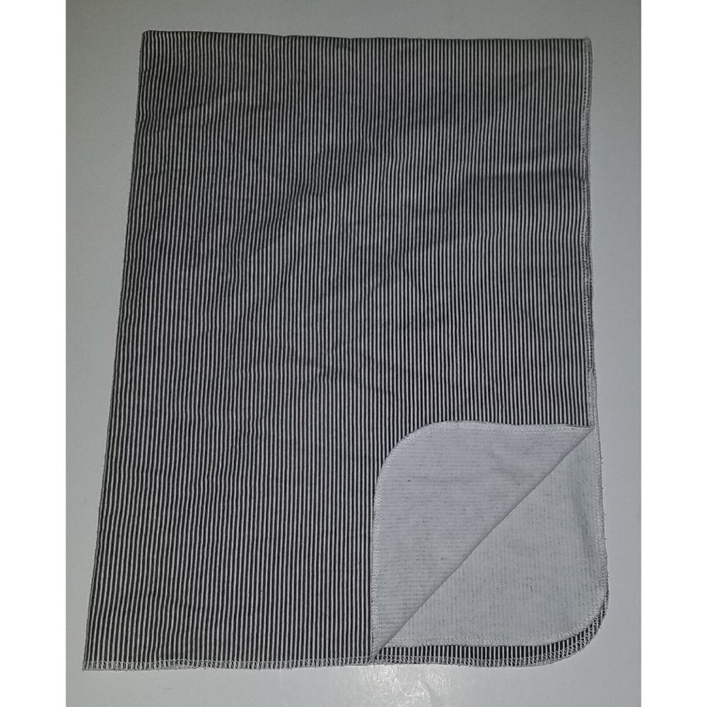 Carter's Gray White Striped Receiving Blanket Lovey Security Flannel 100% Cotton